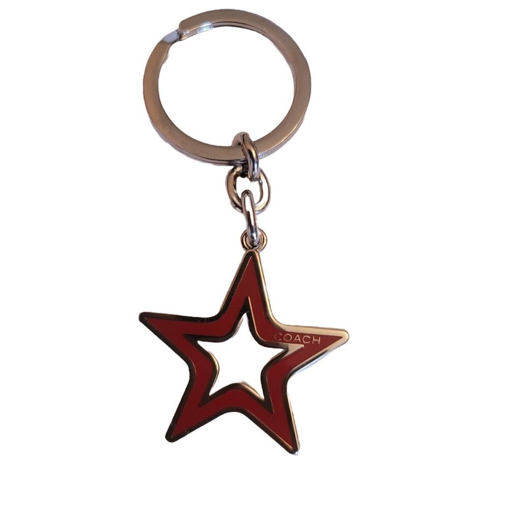 COACH -Signature Red Enamel Star Keychain/ Bag Charm/Key Ring. Brand New.Vintage - Picture 11 of 11